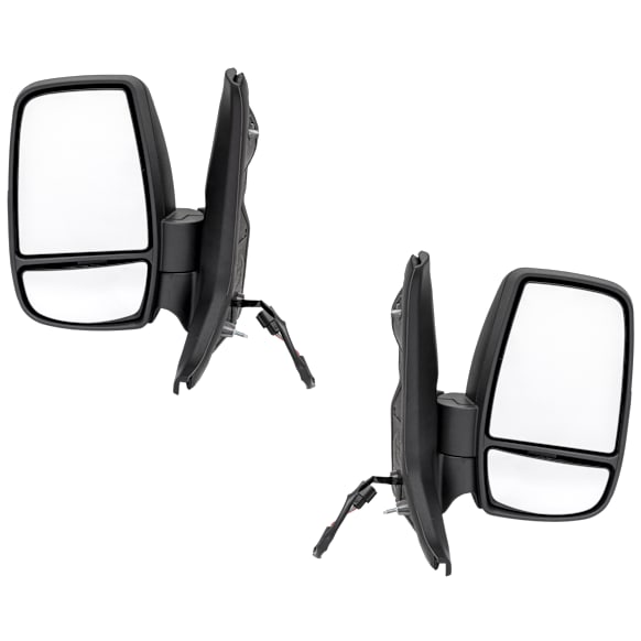 2018 Ford Transit-350 XL - Driver and Passenger Side Mirror, Power Adjust, Non-Heated, Textured Black, Manual Folding, No Signal Light, No Blind Spot Feature, No Memory, No Puddle Light, No Auto-Dimming