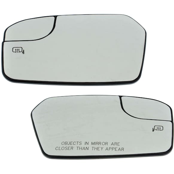Driver and Passenger Side Mirror Glass, Heated, With Blind Spot Glass, With backing plate; With built-in blind spot glass, For Models No Blind Spot Information System, Includes (2) Mirror Glasses