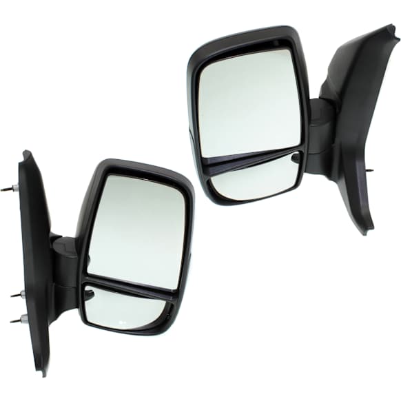 2015 Ford Transit-350 - Driver and Passenger Side Mirror, For Models With Medium or High Roof, Manual Adjust, Non-Heated, Textured Black, Manual Folding, No Signal Light, No Blind Spot Feature, No Memory, No Puddle Light, No Auto-Dimming