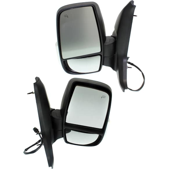 2016 Ford Transit-350 XLT - Driver and Passenger Side Mirror, For Models With Medium or High Roof, Power Adjust, Heated, Textured Black, Manual Folding, In-housing Signal Light, No Blind Spot Feature, No Memory, No Puddle Light, No Auto-Dimming