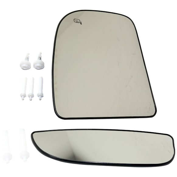 2005 Ford Excursion - Mirror Glass Driver Side, Upper and Lower, Heated Upper Glass; Non-Heated Lower Glass, No Blind Spot Feature, No Signal Light