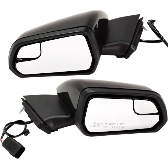 2015-2020 Ford Mustang - Driver and Passenger Side Mirror, Power Adjust, Non-Heated, Manual Folding, Paintable, No Signal Light, No Memory, No Puddle Light, No Auto-Dimming, With Blind Spot Glass