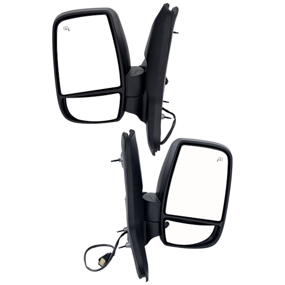 2024 Ford Transit-350 HD PTV - Driver and Passenger Side Mirror, For Models With Medium or High Roof, Power Adjust, Heated, Textured Black, Manual Folding, In-housing Signal Light, With Blind Spot Glass, No Memory, No Puddle Light, No Auto-Dimming