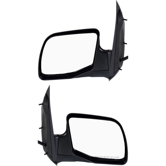 1994 Ford E-150 Econoline - Driver and Passenger Side Mirror, Power Adjust, Heated, Textured Black, Manual Folding, No Signal Light, No Blind Spot Feature, Without Memory Recall, No Puddle Light, No Auto-Dimming