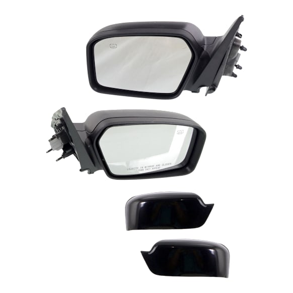 2006-2011 Mercury Milan - Driver and Passenger Side Non-Towing Mirrors, Power, Non-Folding, Heated, With 1 Paintable and 1 Textured Black Cap, No Signal Light, No Memory, With Puddle Light, No Auto-Dimming