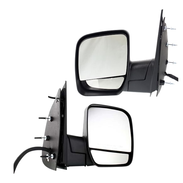 2008 Ford E-150 - Driver and Passenger Side Mirror, Power Adjust, Non-Heated, Textured Black, Manual Folding, No Signal Light, No Blind Spot Feature, No Memory, With Puddle Light, No Auto-Dimming