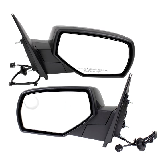 2015 Chevrolet Silverado 1500 - Driver and Passenger Side Mirror, Power Adjust, Heated, Paintable, Manual Folding, No Signal Light, Driver Side - With Blind Spot Detection in Glass; Passenger Side - No Blind Spot Feature, No Memory, No Puddle Light, No Auto-Dimming