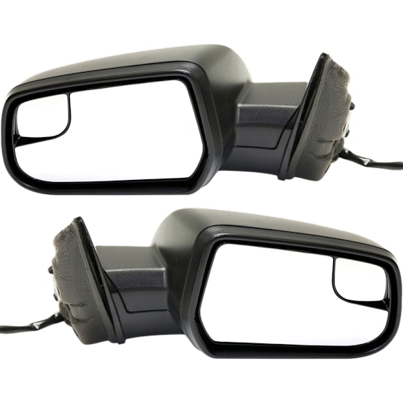 Driver and Passenger Side Mirror, Power Adjust, Non-Heated, Manual Folding, Textured Black, No Signal Light, No Memory, No Puddle Light, No Auto-Dimming, With Blind Spot Glass
