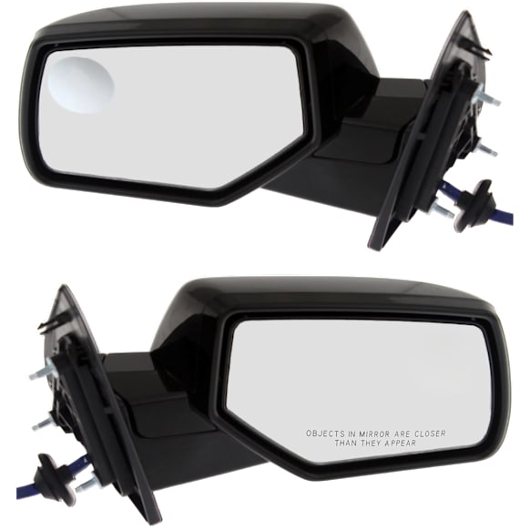 Driver and Passenger Side Mirror, Power Adjust, Heated, Manual Folding, Paintable, In-glass and In-housing Signal Light, No Memory, No Puddle Light, No Auto-Dimming