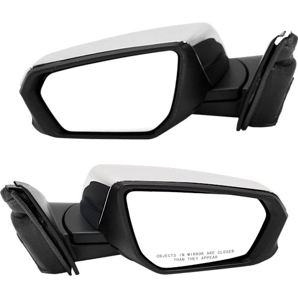 2018 GMC Terrain - Driver and Passenger Side Mirror, Power Adjust, Heated, Chrome, Manual Folding, No Signal Light, No Blind Spot Feature, No Memory, No Puddle Light, No Auto-Dimming
