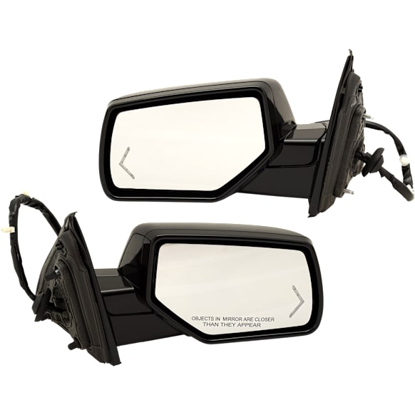 2015 Chevrolet Suburban LT - Driver and Passenger Side Mirror, For Models Without Object Sensor, Power Adjust, Heated, With 1 Chrome and 1 Paintable Cap, Power Folding, In-glass Signal Light, No Blind Spot Feature, With Memory, With Puddle Light, No Auto-Dimming~