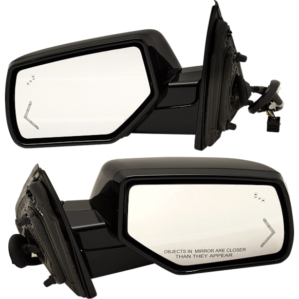 2015-2020 GMC Yukon - Driver and Passenger Side Mirrors, Power, Power Folding, Heated, With 1 Chrome and 1 Paintable Cap, In-glass Signal Light, With memory, With Puddle Light, No Auto-Dimming