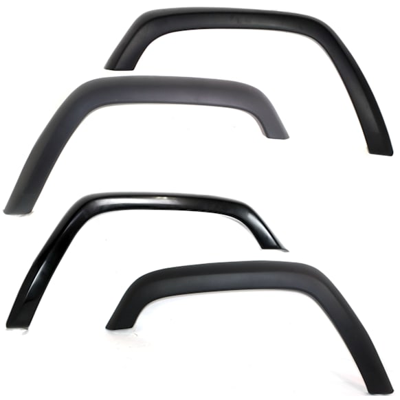 Front and Rear, Driver and Passenger Side Fender Flares, Front - Primed, Rear - Textured Black, Thermoplastic, Bolt-On