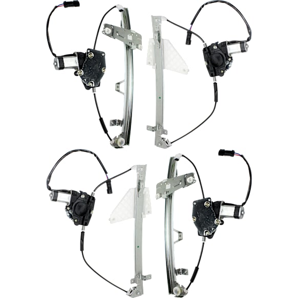 Front and Rear, Driver and Passenger Side Power Window Regulator, With Motor
