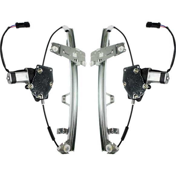 Front, Driver and Passenger Side Power Window Regulator, With Motor