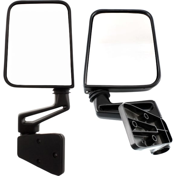 2002 Jeep Wrangler X - Driver and Passenger Side Mirror, Full-Door Type, Manual Adjust, Non-Heated, Paintable, Manual Folding, No Signal Light, No Blind Spot Feature, No Memory, No Puddle Light, No Auto-Dimming