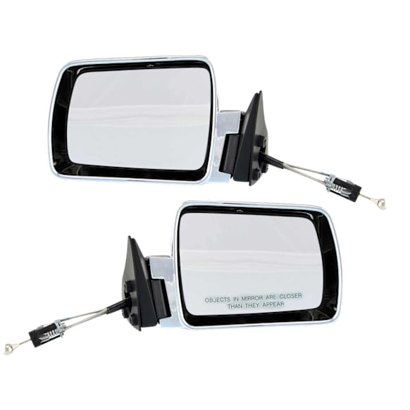 Driver and Passenger Side Mirrors, Manual Adjust, Non-Folding, Non-Heated, Chrome, No Signal Light, No Memory, No Puddle Light, No Auto-Dimming, No Blind Spot Feature