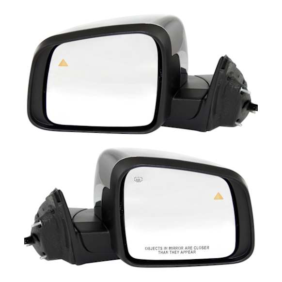2011-2021 Jeep Grand Cherokee - Driver and Passenger Side Mirror, Power Adjust, Heated, Manual Folding, Chrome, In-housing Signal Light, With Memory, No Puddle Light, No Auto-Dimming, With Blind Spot Detection in Glass