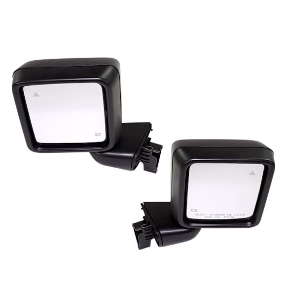 Driver and Passenger Side Mirror, Power Adjust, Heated, Manual Folding, Textured Black, No Signal Light, No Memory, No Puddle Light, No Auto-Dimming, With Blind Spot Detection in Glass