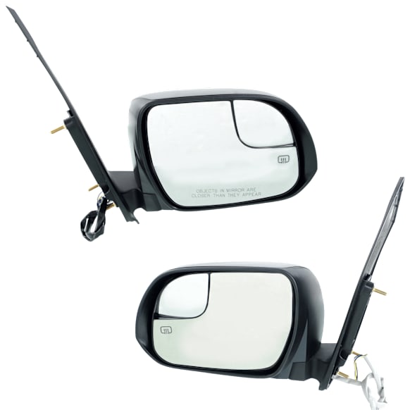 Driver and Passenger Side Mirror, Power Adjust, Heated, Manual Folding, Paintable, No Signal Light, No Memory, No Puddle Light, No Auto-Dimming, With Blind Spot Glass
