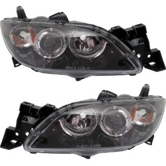 2008 Mazda 3 - Driver and Passenger Side Halogen Headlight, Without bulb(s), Sedan, OE Replacement, CAPA Certified
