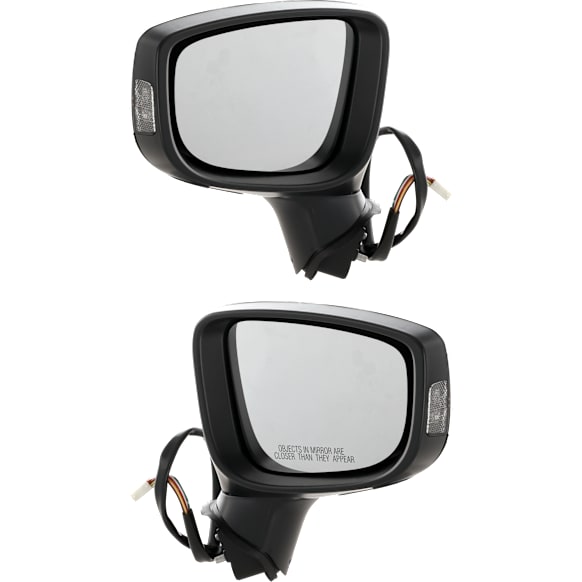 Driver and Passenger Side Mirror, Power Adjust, Non-Heated, Manual Folding, Paintable, In-housing Signal Light, No Memory, No Puddle Light, No Auto-Dimming, With Blind Spot Detection in Glass