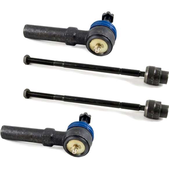 SET-MEMES3459 Front, Driver and Passenger Side, Inner and Outer Tie Rod End, Supreme Series