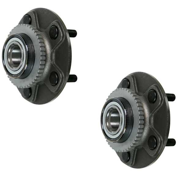 SET-MO512473-2 Rear, Driver and Passenger Side Wheel Hub, 3 Lugs, With Bearing, RWD, Problem Solver Series