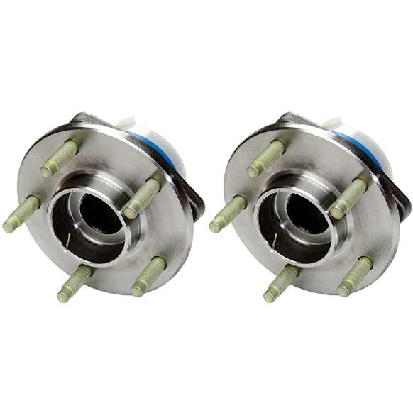 SET-MO513179-2 Front, Driver and Passenger Side Wheel Hub, 5 Lugs, With Bearing