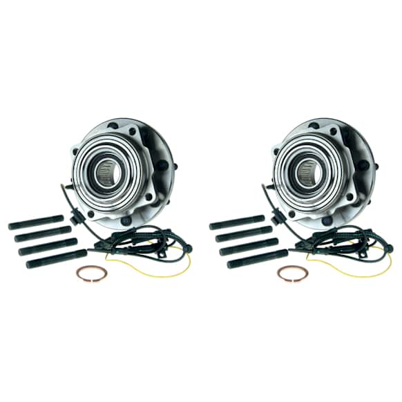 SET-MO515082-2 Front, Driver and Passenger Side Wheel Hub, 8 Lugs, With Bearing, 4WD, Problem Solver Series