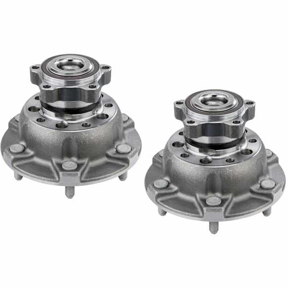 SET-MO515152-2 Front, Driver and Passenger Side Wheel Hub, 6 Lugs, With Bearing, Sensor Included