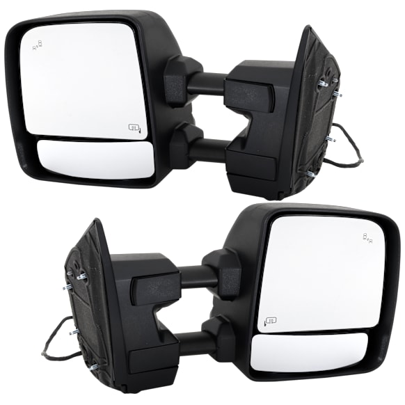 Driver and Passenger Side Towing Mirror, Upper - Power Adjust, Lower - Manual Adjust, Heated Upper Glass; Non-Heated Lower Glass, Manual Folding, Textured Black, In-housing Signal Light, No Memory