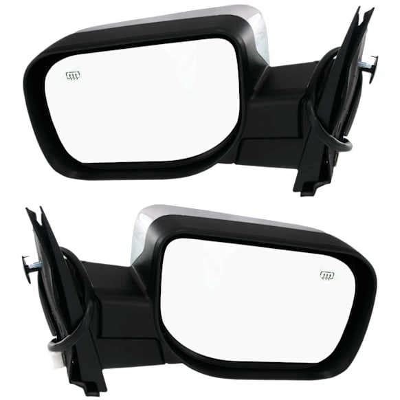 2005-2015 Nissan Armada - Driver and Passenger Side Mirror, Power Adjust, Heated, Manual Folding, Chrome, No Signal Light, No Memory, No Puddle Light, No Auto-Dimming, No Blind Spot Feature
