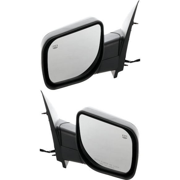 Driver and Passenger Side Mirror, Power Adjust, Heated, Manual Folding, Textured Black, No Signal Light, No Memory, No Puddle Light, No Auto-Dimming, No Blind Spot Feature