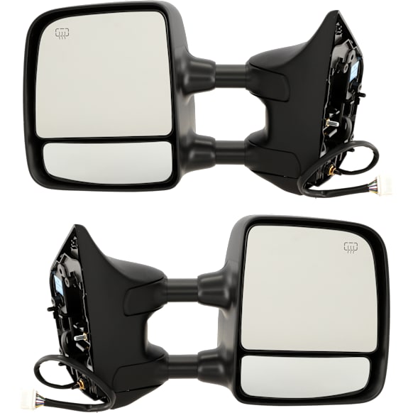 2005 Nissan Titan - Driver and Passenger Side Towing Mirror, For Models With  Package, Power Adjust, Heated, Chrome, Manual Folding, No Signal Light, With Blind Spot Glass, With Memory, No Puddle Light, No Auto-Dimming