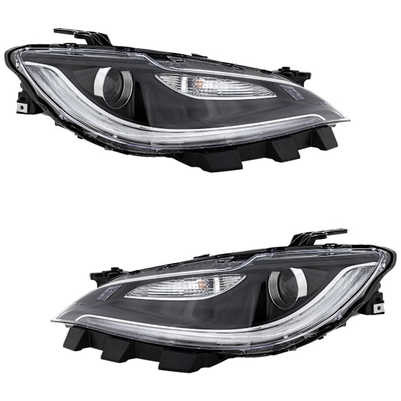 Driver and Passenger Side Headlights, with Bulbs, Halogen, Sedan, CAPA CERTIFIED