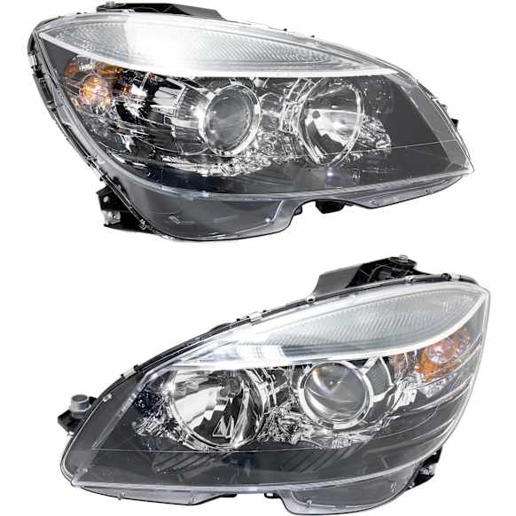 2010 Mercedes Benz C300 - Driver and Passenger Side Halogen Headlight, With bulb(s), For Models Without Special Edition Package (Code P37) and Sportline Package (Code 952), OE Replacement