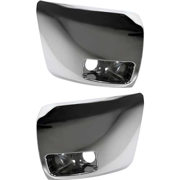 Front, Driver and Passenger Side Bumper End, Chrome Plastic