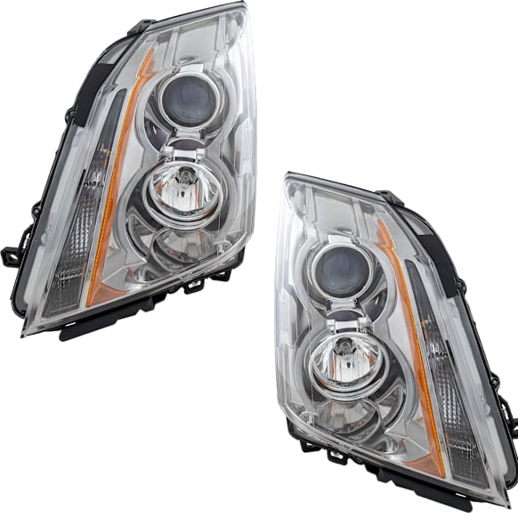 2008-2015 Cadillac CTS - Driver and Passenger Side Halogen Headlight, With bulb(s), OE Replacement