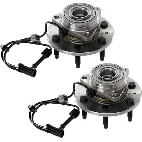 Front, Driver and Passenger Side Wheel Hub, 6 Lugs, With Bearing, With Sensor