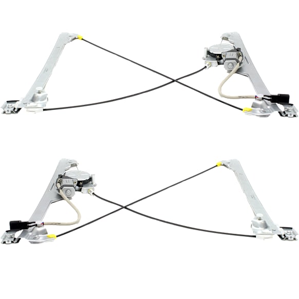 Front, Driver and Passenger Side Power Window Regulator, With Motor