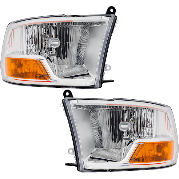2012 Ram 3500 - Driver and Passenger Side Halogen Headlight, With bulb(s), For Models Without Quad Lights, OE Replacement