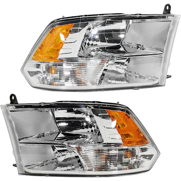 2015 Ram 2500 - Driver and Passenger Side Halogen Headlight, With bulb(s), For Models with Quad Lights, Without Daytime Running Lights, OE Replacement, CAPA Certified