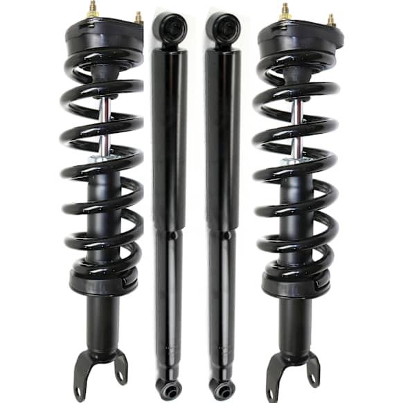 Front and Rear, Driver and Passenger Side Shocks and Fully Loaded Struts, 4WD, For Models without Air Suspension