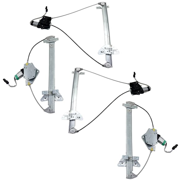 Front and Rear, Driver and Passenger Side Window Regulators, Power, With Motor