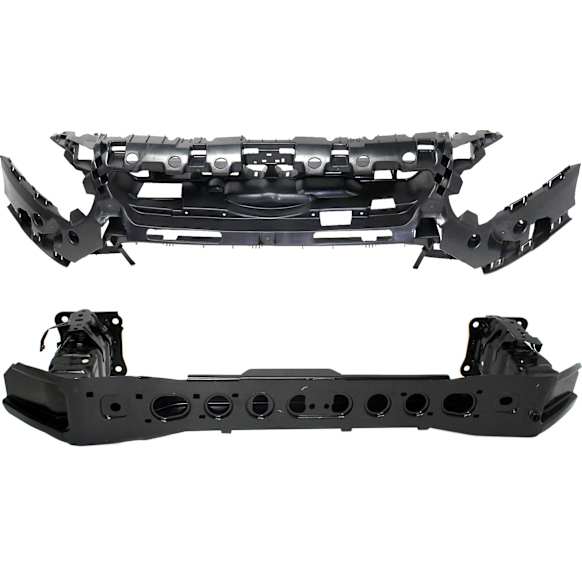 Front Bumper Reinforcements, Plastic and Steel, With Upper Cover Reinforcement