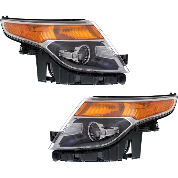 2015 Ford Explorer - Driver and Passenger Side Halogen Headlight, With bulb(s), OE Replacement