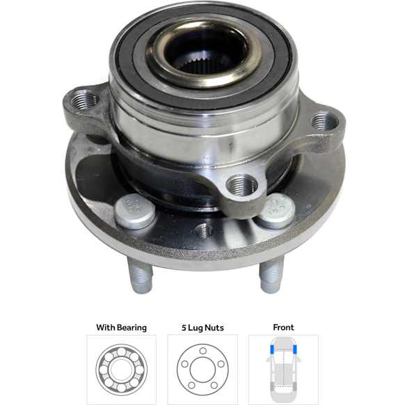 2015 Ford Explorer Limited - Rear, Driver and Passenger Side Wheel Hub, 5 Lugs, With Bearing