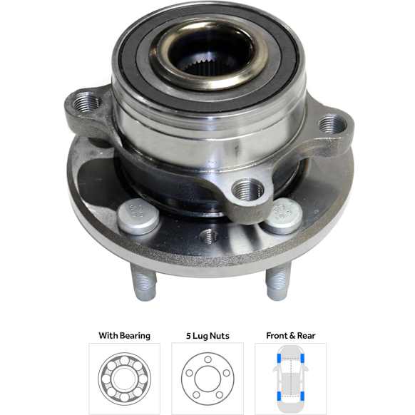 2013-2019 Ford Police Interceptor Utility - 4-Wheel Set Front and Rear, Driver and Passenger Side Wheel Hub, 5 Lugs, With Bearing