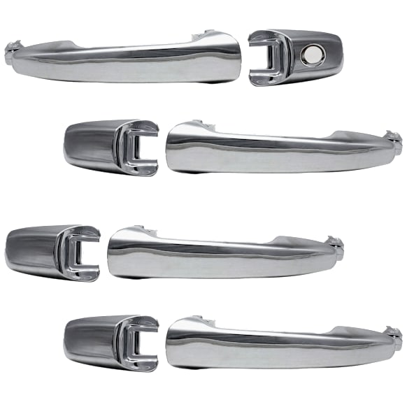 2013 Ford Flex Limited - Front and Rear, Driver and Passenger Side Chrome Exterior Door Handle, Front Driver Side - With Key Hole; Front Passenger Side - Without Key Hole; Rear - Without Key Hole